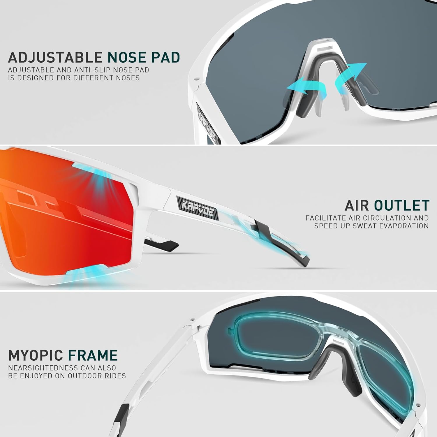 KAPVOE Polarized Cycling Glasses Sports Sunglasses Men Women Outdoor MTB Baseball Glasses UV400 Cycling Eyewear