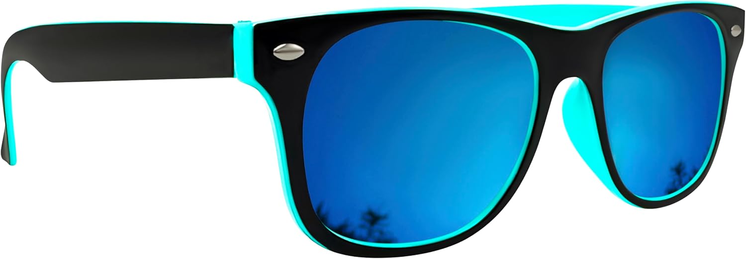 Mustavo Mens Sunglasses Men's Eyewear Twotone Frame Ladies Sunglasses Classic Retro Style With Blue Mirror Lense UV400 Protection