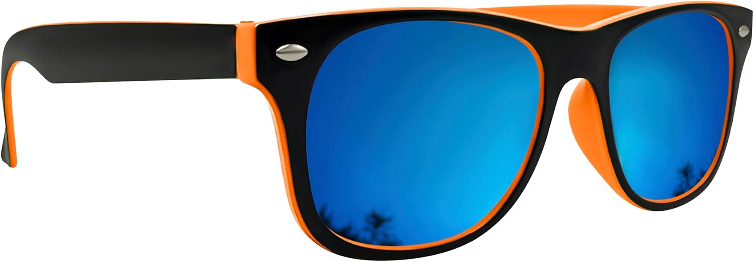 Mustavo Mens Sunglasses Men's Eyewear Twotone Frame Ladies Sunglasses Classic Retro Style With Blue Mirror Lense UV400 Protection