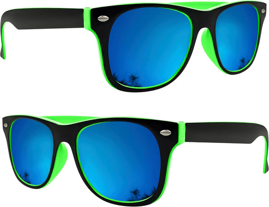 Mustavo Mens Sunglasses Men's Eyewear Twotone Frame Ladies Sunglasses Classic Retro Style With Blue Mirror Lense UV400 Protection