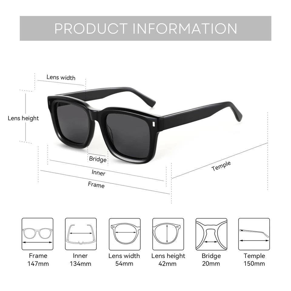 Trend Square Polarized Handmade Acetate Sun Glasses